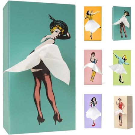 Forhøje din indretning med Flying Skirt Tissue Box - Vintage Pop Art Kreativ Vævsboks - Perfekt Rumindretning Purple