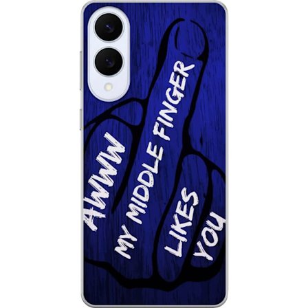 Kompatibelt Mobildeksel til Samsung Galaxy S25 Edge Mørk typografisk illustrasjon med hjerteform og budskap om vennskap mot dyp blå tretekstur