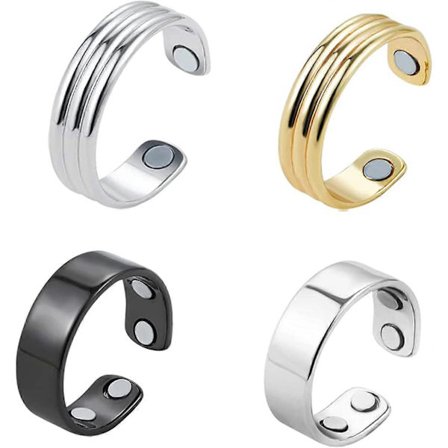 4 st Magnetiska Terapi-ringar för Avslappning, Justerbara Öppna Ringar för Kvinnor och Män, Fidget Ringar för Ångest och Stressreducering