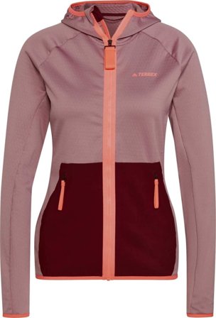 Adidas Women's Terrex Tech Flooce Light Hooded Hiking Jacket Women Mid layer tops Pink M