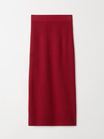 Soft Goat - Ribbed Skirt - Cashmere dress - S - Christmas Red
