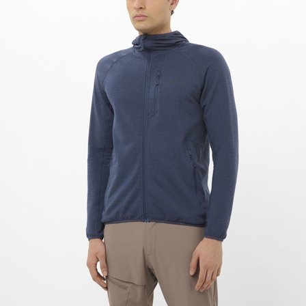 Salomon - Couche intermédiaire à capuche pour homme Essential Lightwarm - Blue Nights