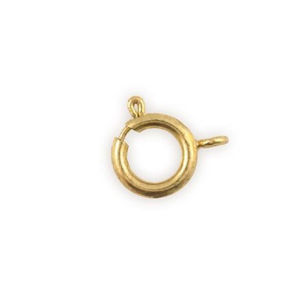 10 st Spring ring lås guldpläterade Ø 6 mm. hål 1,5 mm.