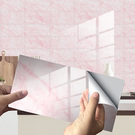 Selvklæbende rektangel (rosa, 16 dele) dekorative fliser til badeværelse