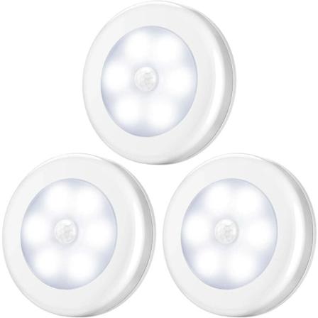 Galaxy Automatisk LED-natlampe, trådløs LED-lampe, 3 tilstande (automatisk/på/af), bruges til USB-lampeopladning i glasmontre (3 pakker hvid)