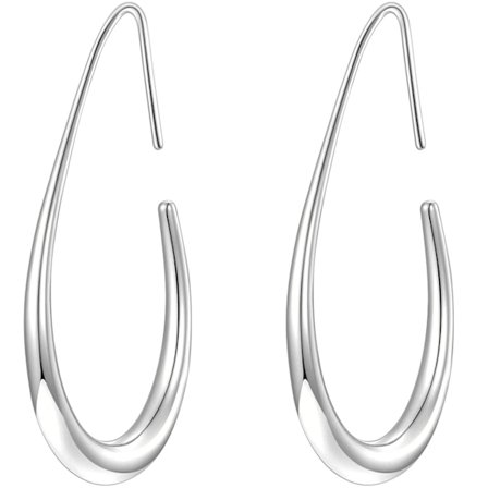 Lätta örhängen i tårdroppsform för kvinnor - 14K guld/vitguld