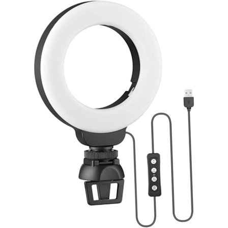 Selfie Ring Light til Webcam Dæmpbar Led Skønhedsbelysning Clip til Streaming 3 Tilstande