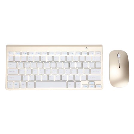 Trådløs 2.4G USB Ultra Slim Bærbar Ergonomisk Slitesterk Tastatur og Mus Combo for Bærbar Datamaskin Gull