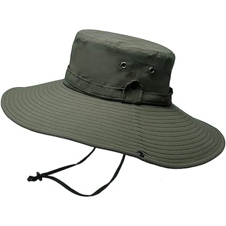 Udendørs bredskygget solhat 12CM Unisex Fiskerhat Udendørs Spand/Bush Hat Boonie Hat Multifunktion 360° Åndbar Anti UV Vandring Hat(Grøn)