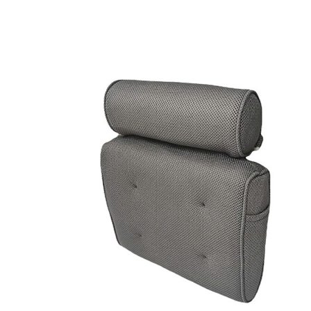 Badepute med støtte for hode, nakke og rygg, hurtigtørkende vanntett mesh, sikre sugekopper, grå (FMY)