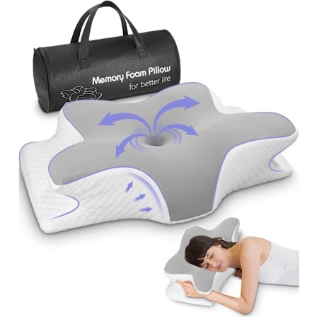 (Spesialtilbud!) Nakkepute for søvn, ergonomisk nakkepute, ortopedisk nakkepute med memory foam og vaskbart trekk for nakke- og skuldersmerter