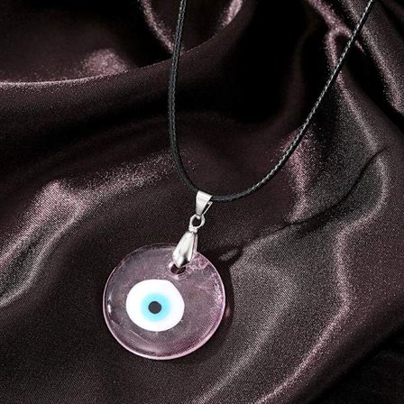 Farge Glass Blå Onde Øyne Anheng Halskjede Kvinner Menn Runde Tur