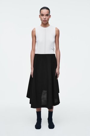 COS Damen Deconstructed Sheer Wool Skirt - Schwarz