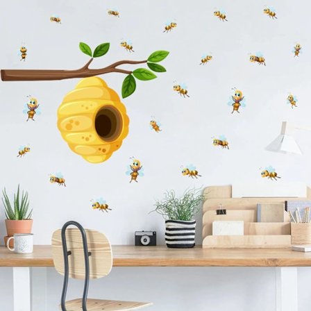 Cartoon Bee Wall Sticker Home Decor Cute Insect Wallpaper Window Stickers For Kids Bedroom Nursery Art Mural Home Decoration