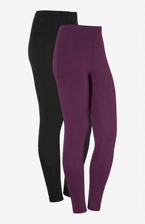 Cellbes of Sweden - Leggings i bomull Fia 2-pack i plomme + svart for damer i størrelse 38/40
