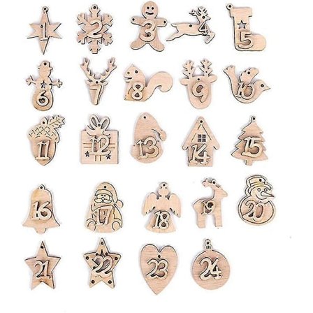 Julekalender Anheng Adventskalender Tall Tre Nummer 1-24 Etiketter Digital Nedtelling Julehåndverk Veske Sjarm (tre Colour24pcs) yu