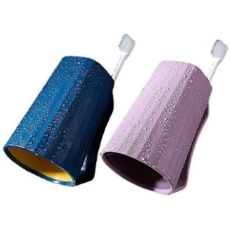 Tandbørstepotte, 2 stk. Plastikkop Badeværelsestilbehør Kreativ Tandbørsteholder Dobbelt