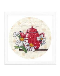 Stickpackung Bild Roter Kaffeekocher