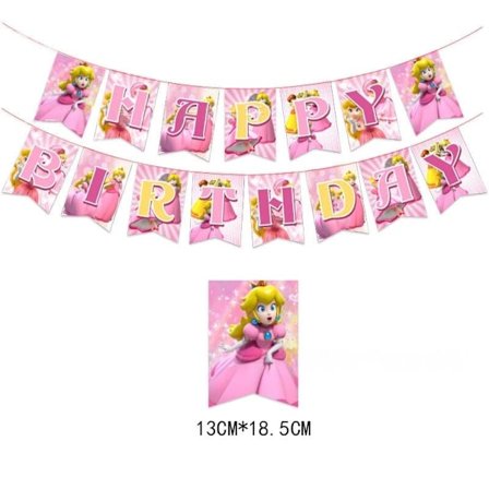 Prinsessa Peach Syntymäpäivä Banneri Juhlat Syntymäpäivätarvikkeet Huoneen Koristelu