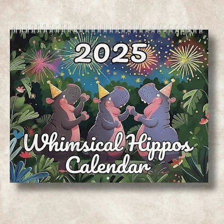 Lekfulla Flodhästar KalenderSöt Flodhäst Kalender 2025Flodhäst Månadskalender Väggkalender 12 Månader