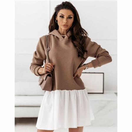 Vinter Kvinnor Elegans Fake Two Hedging Dress Casual Långärmad