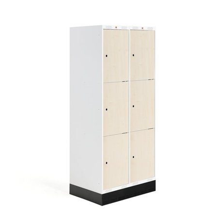 Student locker ROZ, 2 modules, 6 doors, 1890x800x550 mm, birch, incl. base