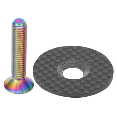 Cykel Carbon Fiber Headset Top Cap Headset Cap Cover med Titanskrue til Mountain Road Bike