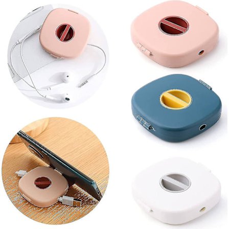 3-pakkaus kompakti kaapelihallinta johtojen järjestäjä käämittimet puhelintelinetoiminnolla työpöydälle USB-johdot kelautuva vetäjä sotkeutumaton 