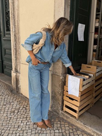 Lovisa Wallin x NA-KD Skjorta i denim - Jeansskjortor - Blå - EU 34