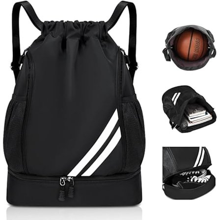 2024 Nye Sportsrygsække Vandtæt Snøre Rygsæk, Sports Gymtaske, Stor Kapacitet Cinch Sæk, Rygsæk Snøretaske. Sort