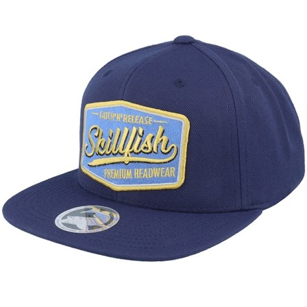 Skillfish - Blå snapback Caps - Premium Fishing Classic Navy Snapback @ Hatstore