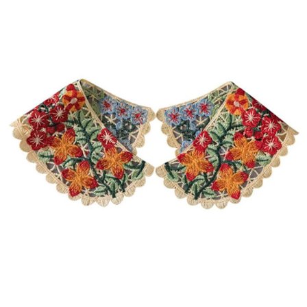 Embroidered Colorful Flower Patch Neckline Lace Applique Hollow Out Fake Collar DIY Sewing Crafts Bridal Dress Drop Shipping