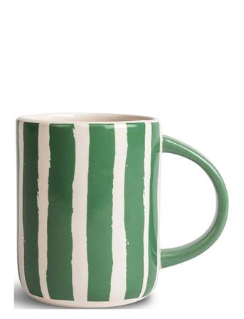 Mug Liz Stripe Green/White Home Tableware Cups & Mugs Coffee Cups Multi/mönstrad ByOn