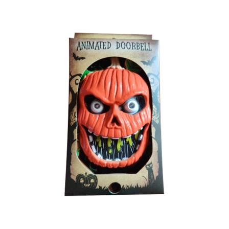 Halloween-dørklokkedekorasjon Halloween-gresskar-dørklokke med skumle lyder Lysende gresskar-dørklokke med pop-up-edderkopp for innendørs utendørs 