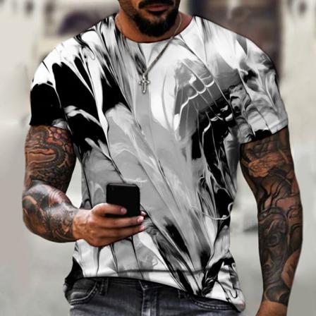 Män Abstrakt Print Toppar Kortärmad T-shirt