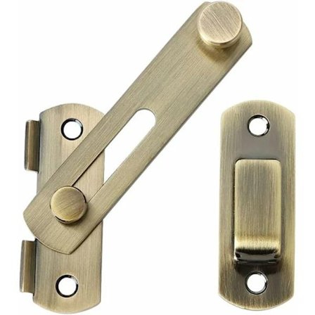 Skydedør Lås Dørlås Vippe Lås Spænde Låsebolt med skruer til dør, vindue, skab og have, zinklegering B