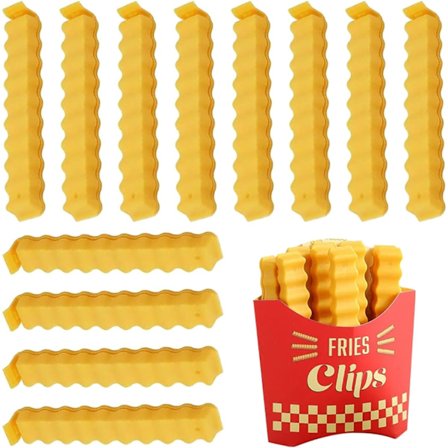 Pommes frites-klemmer: 12 søde pommes frites-formede poseklemmer til at forsegle åbnede
