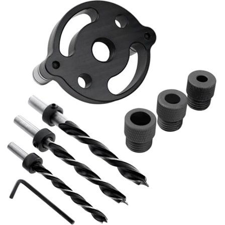 Vertikal lommehullsjigg, sentrerende jigg, hullslag, hulløker, boreguide for trebearbeiding, sett A