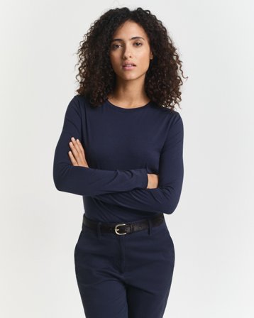 GANT Damen Leichtes Langarmshirt aus Baumwolle (M) Marineblau
