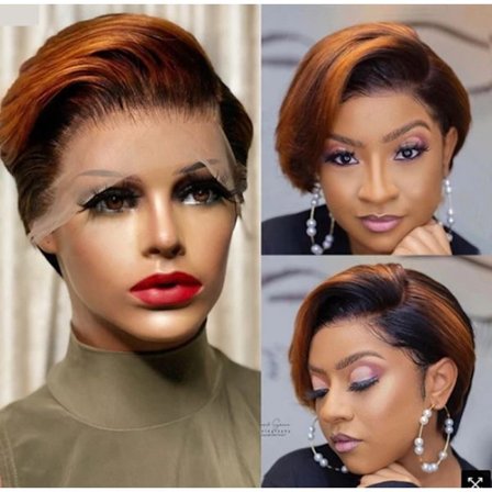 Kort rak hår peruker för svarta kvinnor gyllene blond kort Pixi