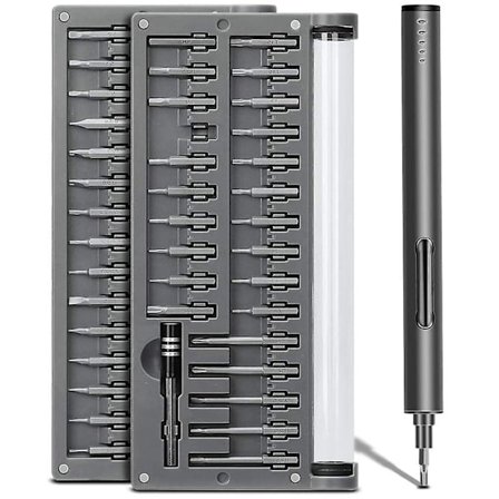 Mini elektrisk skruvmejsel, liten bärbar power set med 55 precisionsbitar och magnetmatta, praktiskt reparationsverktyg för watch