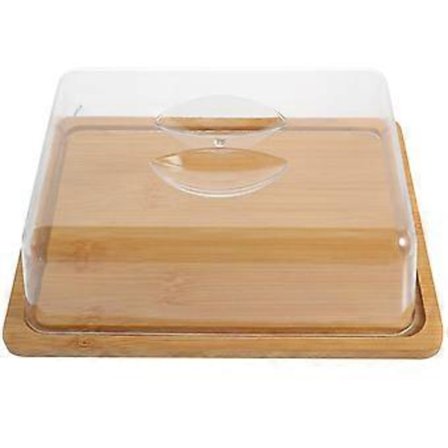 1 Sett Kakefat Kakebrett med Kuppel Kakefat og Akryllokk Bambus Kakefat Akryl Kakekuppel