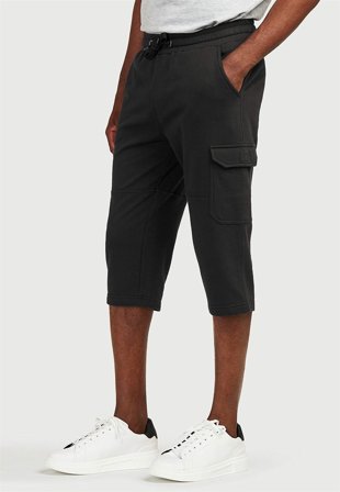 Cellbes of Sweden - Lange sweatshirt-shorts med cargolommer i sort til herrer i størrelse 3XL
