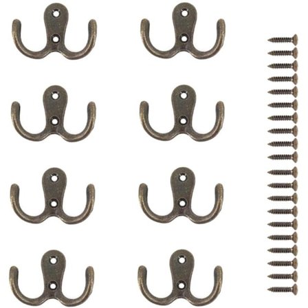 8-pack enkel krok väggkrokar, brons klädkrok levereras med monteringsskruvar