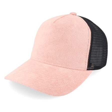 Equip - Rosa trucker Keps - Terry Light Pink/Black A-frame Trucker @ Hatstore