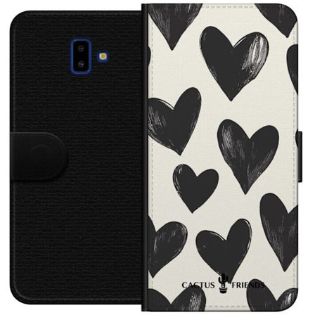 Yhteensopiva Lompakkokotelo Samsung Samsung Galaxy J6+ Cactus and Friends - Bold Black Love Pattern