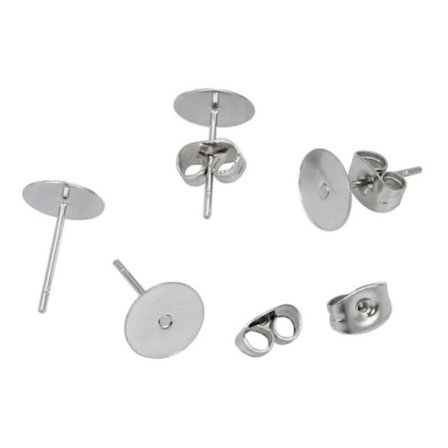 【PP】200 stk Øredobber Stifter 6mm Puter Mutter Bakstykker Sølvfarget Kirurgisk Stål DIY Ny