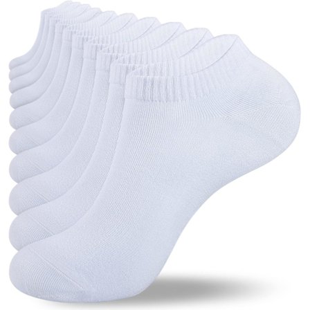 Treningssokker for menn, sportsokker, hvite, svarte, grå (10-pakning), løpesokker, pustende bomullssokker med lavt snitt for menn, kvinner og damer