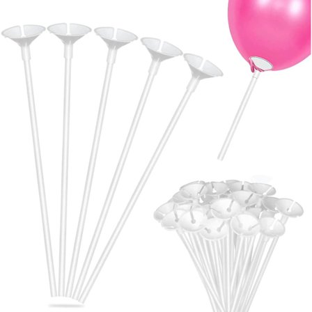 Paket med 50 återanvändbara ballonger, plastpinnar, återanvändbara ballonger