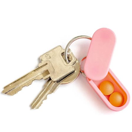 Pillerirasia, avainnauha huomaamattomalla magneettilukolla, kannettava, kevyt, päivittäisille lääkkeille (pinkki)